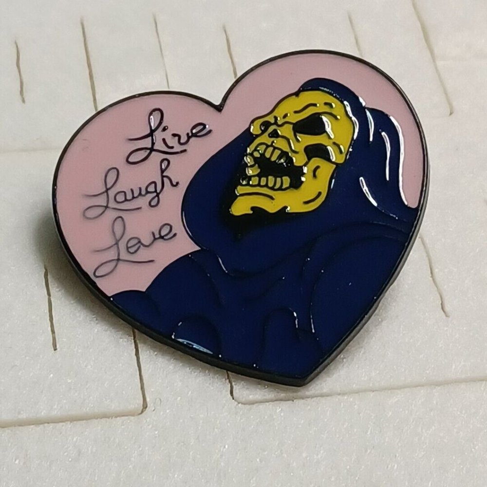 Live Laugh Love Skeletor Lapel Pin